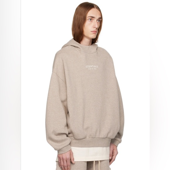 NWT ESSENTIALS Fear Of God Taupe Brown Grey Oversized Hoodie Sweatshirt Small - Picture 1 of 11